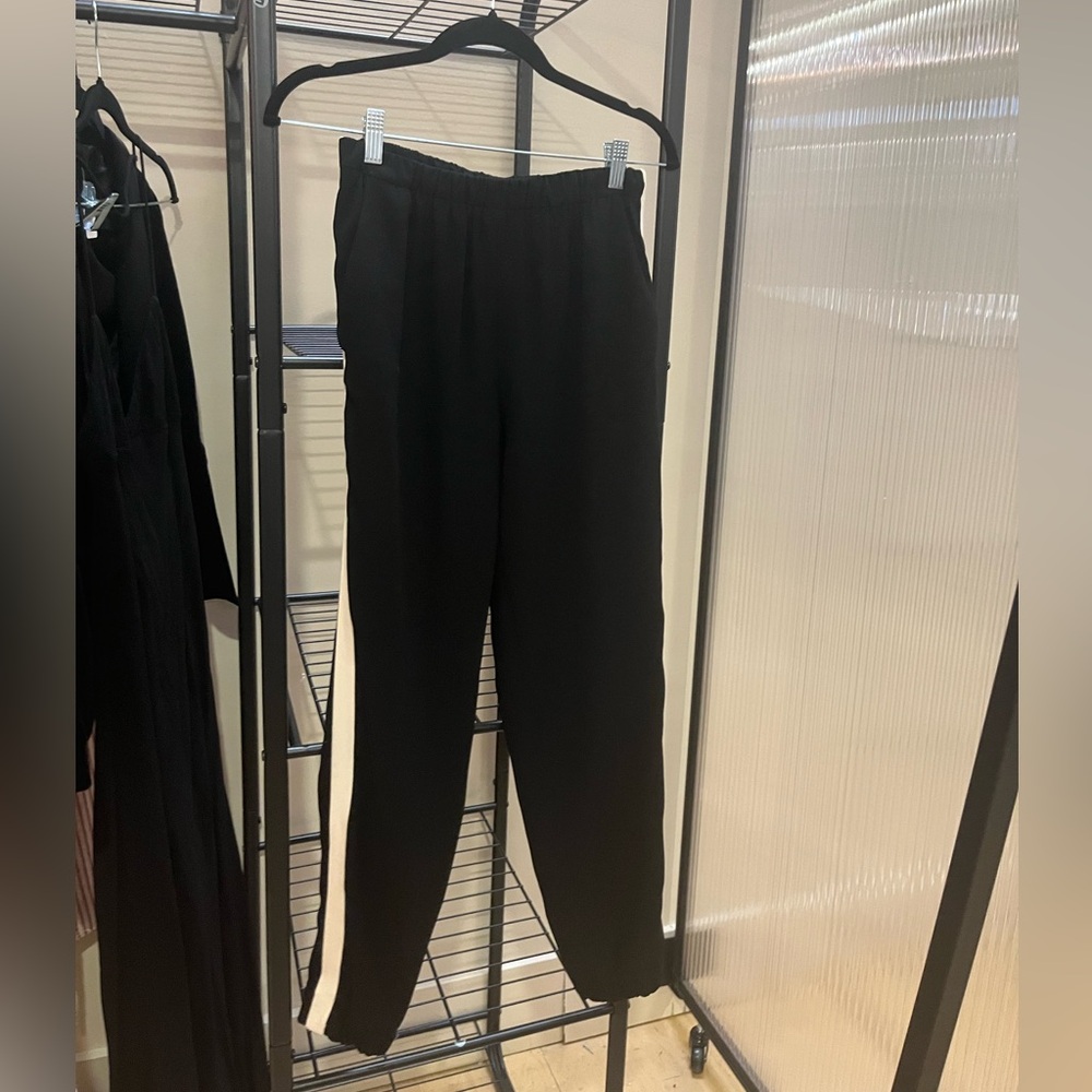 Zara Black Pants with White Stripes